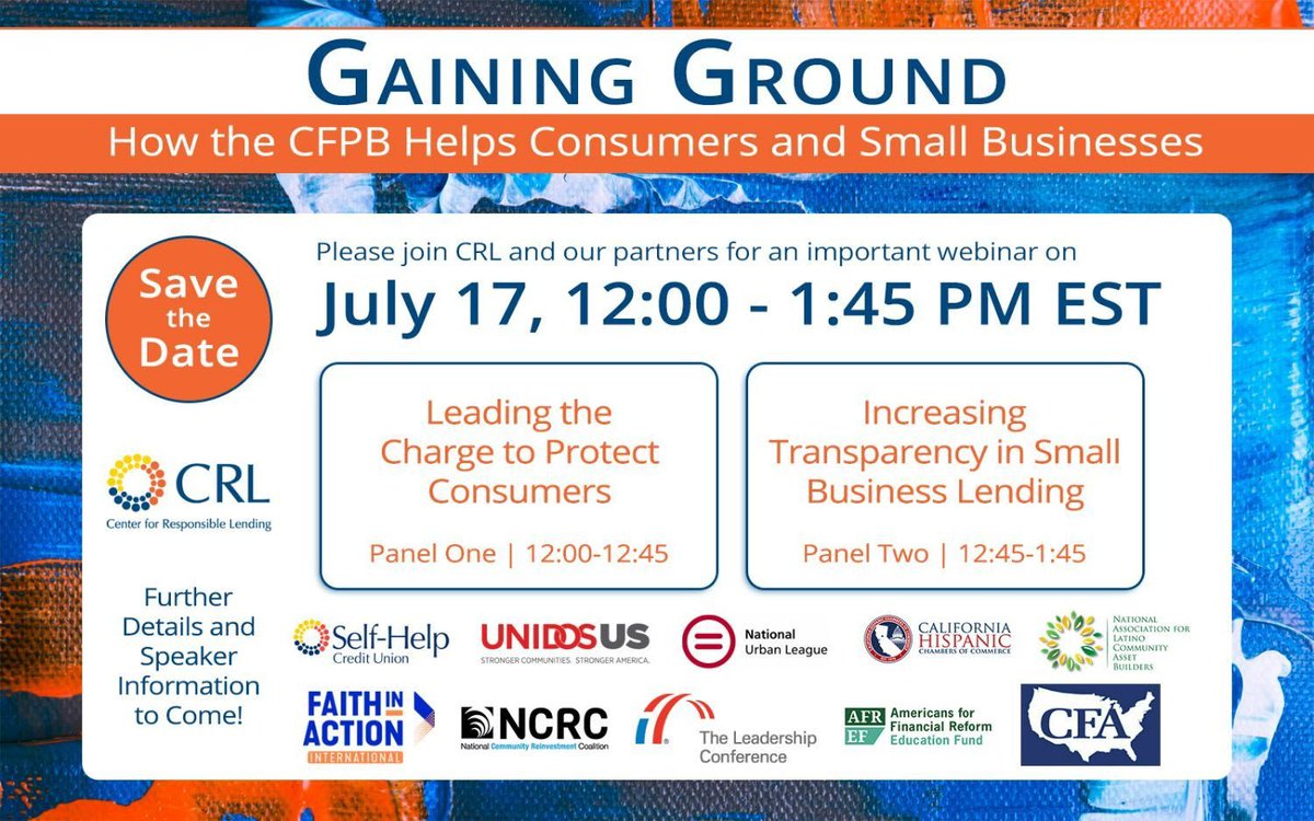 Join me and other national  leaders on the importance of protecting and continuing the work of the agency that protects consumers @CFPB. <a href="/FIAnational/">Faith in Action</a>  the importance of having the most vulnerable amongst us protected from financial predation. us02web.zoom.us/webinar/regist…