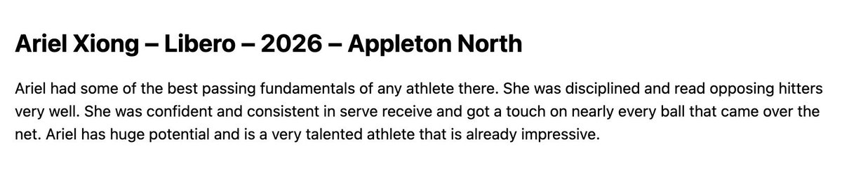 Congrats to our 15 Black VB player Ariel Xiong for being mentioned as a Prep Dig Sizzle Game Changer🏐