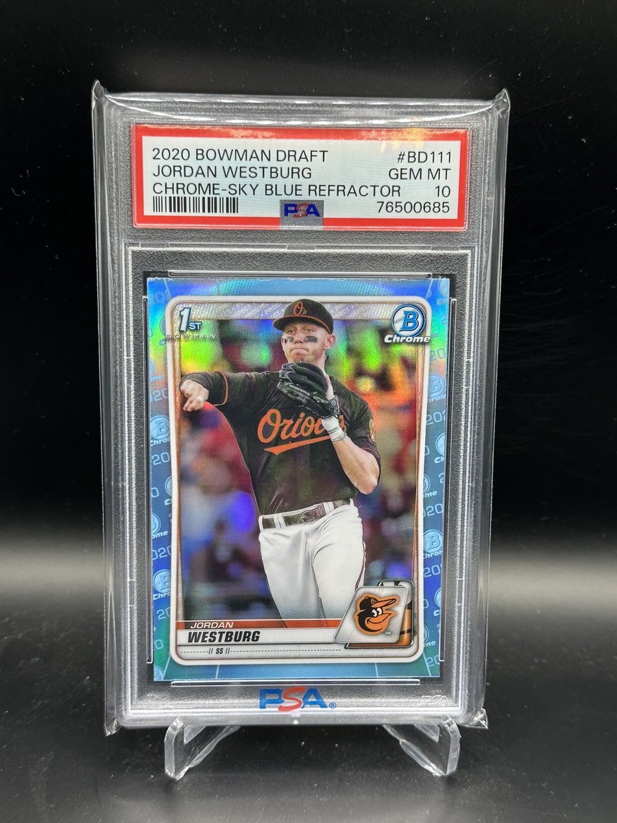 Evan_Chayse's tweet photo. @CardPurchaser I pulled this jumbo hobby only sky blue parallel 3 years ago and just got it graded, the first one I’ve ever sent in. Would this be considered a short print? https://t.co/ji2lgI669I