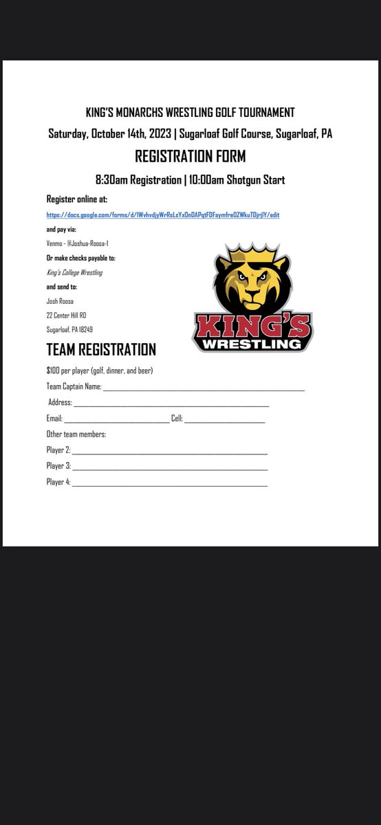 NickValenzano's tweet photo. Huge and fun golf tournament! Pop out and support the kings wrestling team! https://t.co/5hL021QXxa