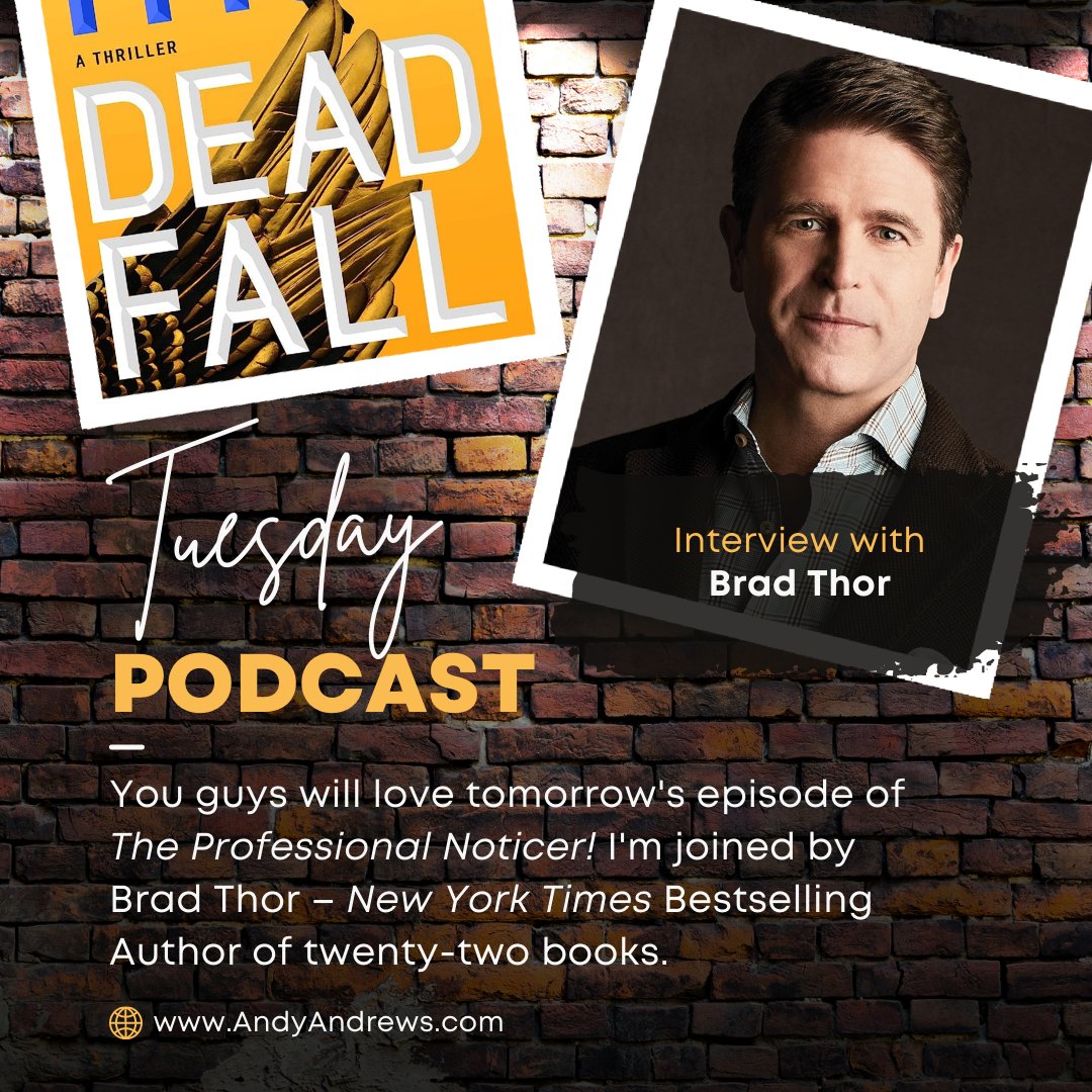 AndyAndrews's tweet image. I just had a great conversation with @BradThor  about #DeadFall - his latest book that releases next Tuesday. Be sure to tune in to tomorrow’s podcast to hear all about it!