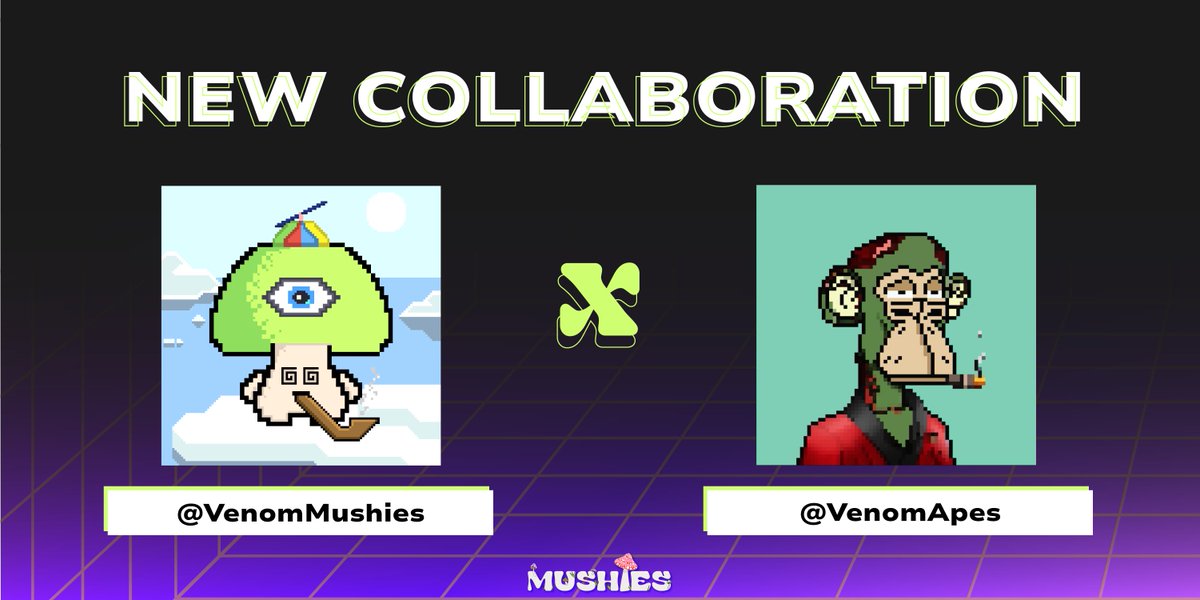 🎁 Giveaway collab🎁

Prizes:
🏆 5 WL from <a href="/VenomMushies/">Venom Mushies</a> 🍄
🏆 5 WL from <a href="/VenomApes/">Venom Apes</a> 🐵

To Enter:
1⃣Follow 
<a href="/VenomMushies/">Venom Mushies</a> 
<a href="/VenomApes/">Venom Apes</a>
2⃣RT &amp; ❤️.
3⃣Tag two friends