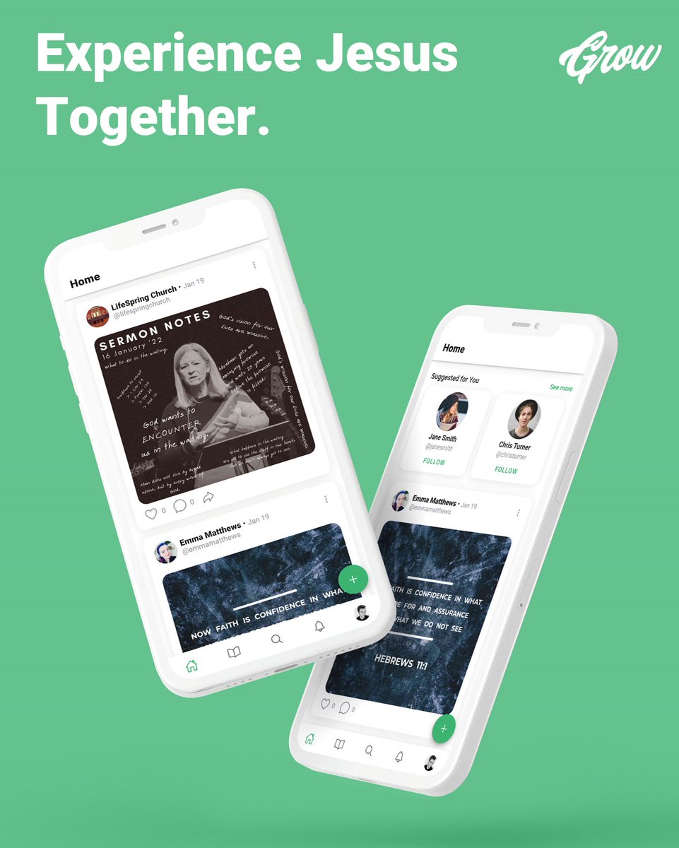 Experience Jesus together. 🙏❤️

Join our community and experience the transformative power of Jesus together.

Ready to dive in? Head over to growfaith.co to find out more or download the app.