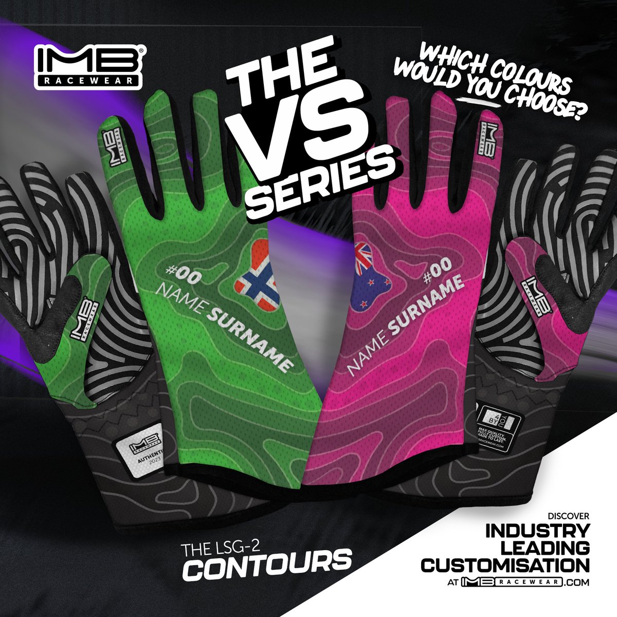 🤜️THE VS SERIES🤛 Sim racing gloves that YOU get to choose the colours, add your name, number & flag - SIMPLE! Check out the #CONTOURS with all our other templates & get industry leading customisation, exclusively at imbracewear.com #simracing #simwear #simgloves