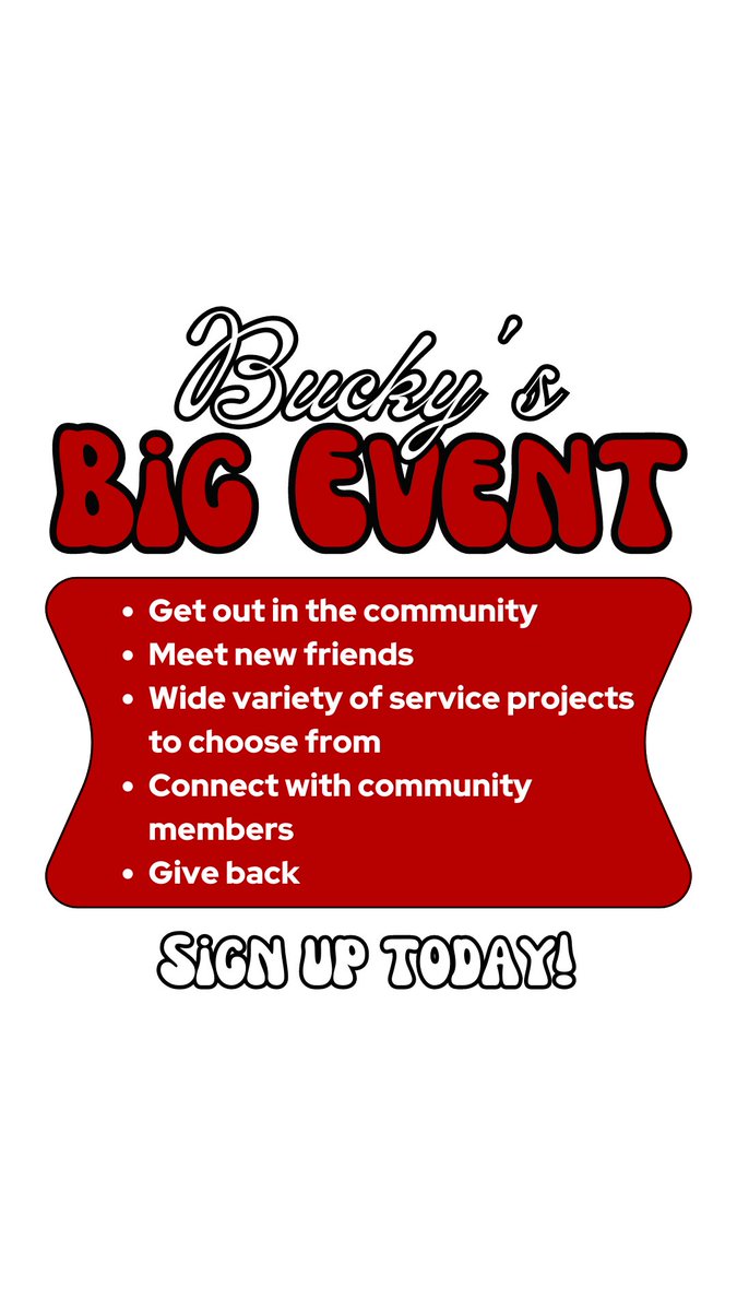 Interested in giving back to your Madison community? Bucky's Big Event is an annual day of service where members of the university and community come together for an amazing day of giving back. Sign up today! docs.google.com/forms/d/e/1FAI…