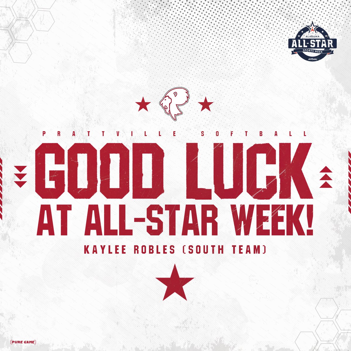 PrattvilleHS_SB's tweet photo. We want to wish our own Kaylee Robles Good Luck during the North/South All-Star games on Wednesday!!
Come out and show your support Wednesday starting at 4pm Double Header Lagoon Park
#AllStarWeek #SouthTeam #33s #GoLionsSoftball https://t.co/X9qZuZVlTE