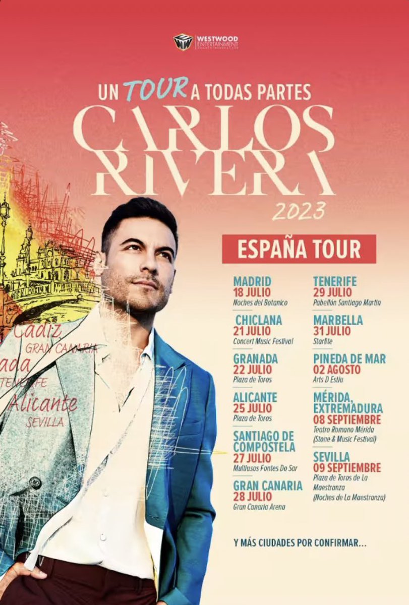 NuncaPLaFe's tweet photo. ¿Está #España lista para vivir #UnTourATodasPartes? 🇪🇸✈️ El viaje junto a @_CarlosRivera comienza mañana. ✨
@WestWoodEntt @westwoodfans @SonyMusicSpain #NPLF 🦁 https://t.co/8MHRBCYhKP
