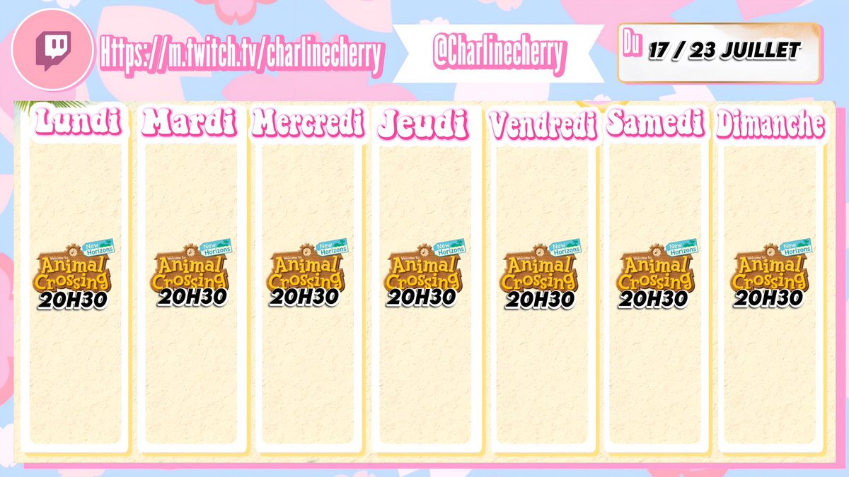 cherry_charline's tweet image. PLANNING DE LA SEMAINE ✨💁🏽‍♀️
#Twitch #TwitchFR #Streameur #streameuse #Streamer #live #Stream #Drôle #Humour #Fun #Streaming #TwitchClip #Clip #StreamingFr #TwitchClipFr #Fille #charlinecherrys