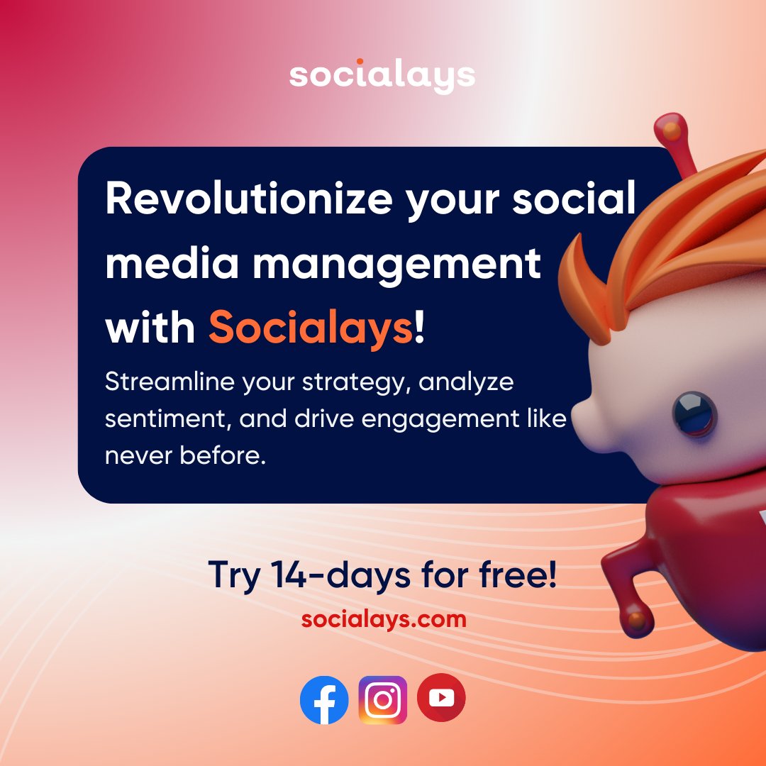 socialays's tweet photo. 🌟 Revolutionize your social media management with Socialays! Streamline your strategy, analyze sentiment, and drive engagement like never before. Say goodbye to manual tasks and hello to efficiency and success. Elevate your game today! 💪✨ #SocialMediaManagement #aitools https://t.co/tIDlHtxbtR