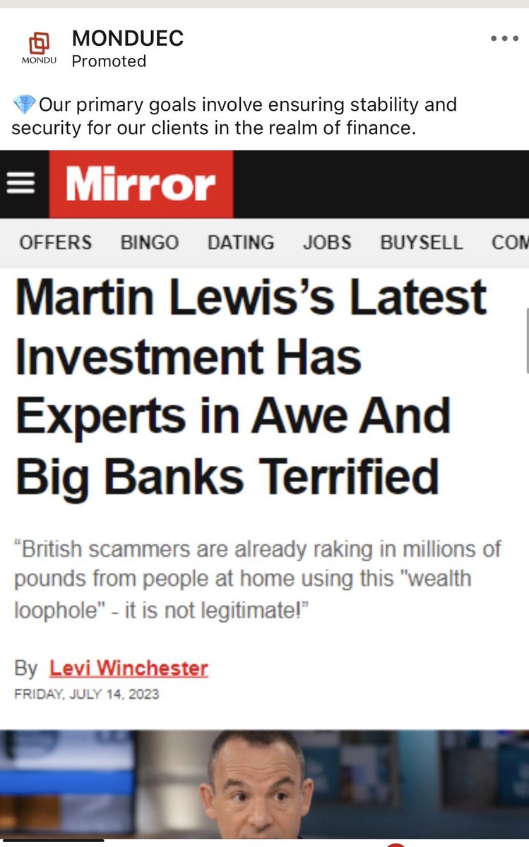 EdPyke's tweet photo. @MartinSLewis Sorry to flag another ad to you but thought you might want to see this ad by Monduec on LinkedIn https://t.co/7ES7kmLjsL