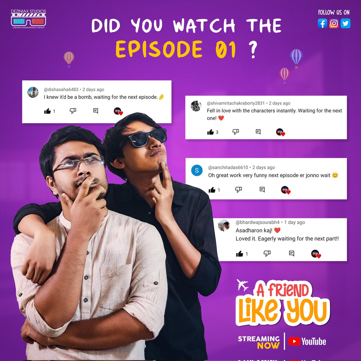deziniaxstudios's tweet photo. Apnio ki EPISODE 02 er jonno opekkha korchen? Tahole chinta nei, amra EPISODE 02 niye aschi khub siggiri ❤️

Jara akhono EPISODE 01 dekhen ni, ekhuni giye dekhe asun. Link: https://t.co/qfoSvIemsV

#AFriendLikeYou #DeziniaxStudios #banglawebseries #DeziniaxMiniSeries https://t.co/vzKezRYbwK