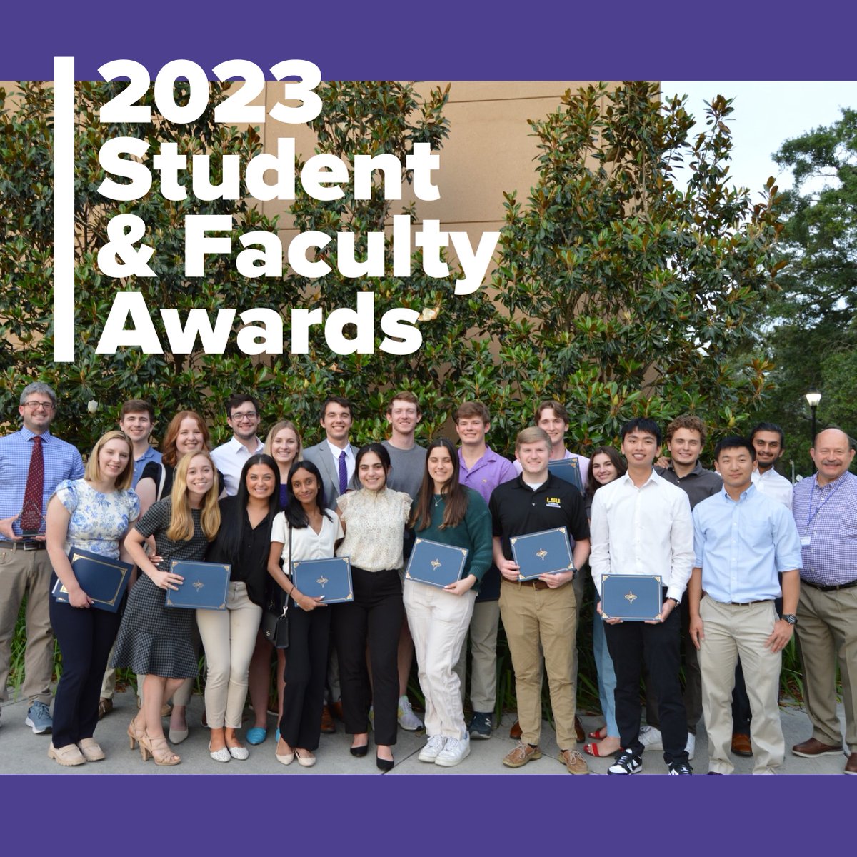 The Cain Department of Chemical Engineering celebrated the 2023 Student/Faculty Awards Banquet on May 4th, 2023. Today’s #StudentSpotlight goes out to all award recipients!

#LSUChE #ChemicalEngineering #LSUChemicalEngineering #LSU