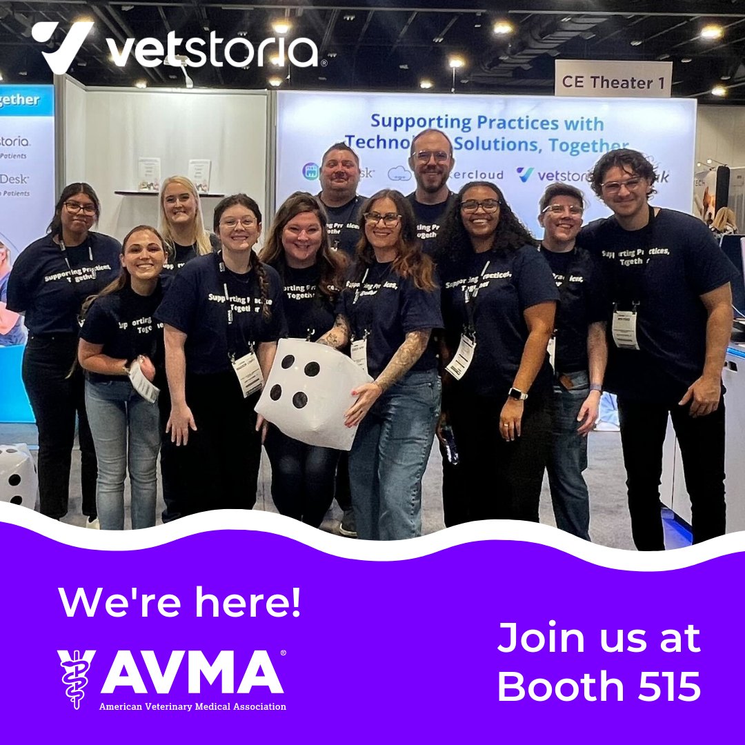 The AVMA convention ends tomorrow!

If you haven't had a chance to pop by yet, we're here with our partners <a href="/whiskercloud/">WhiskerCloud</a>, <a href="/KontakLCE/">Kontak</a> and <a href="/petdesk/">PetDesk</a> at booth 515!

We're looking forward to meeting you.
#VetTwt #VetMed #AVMA