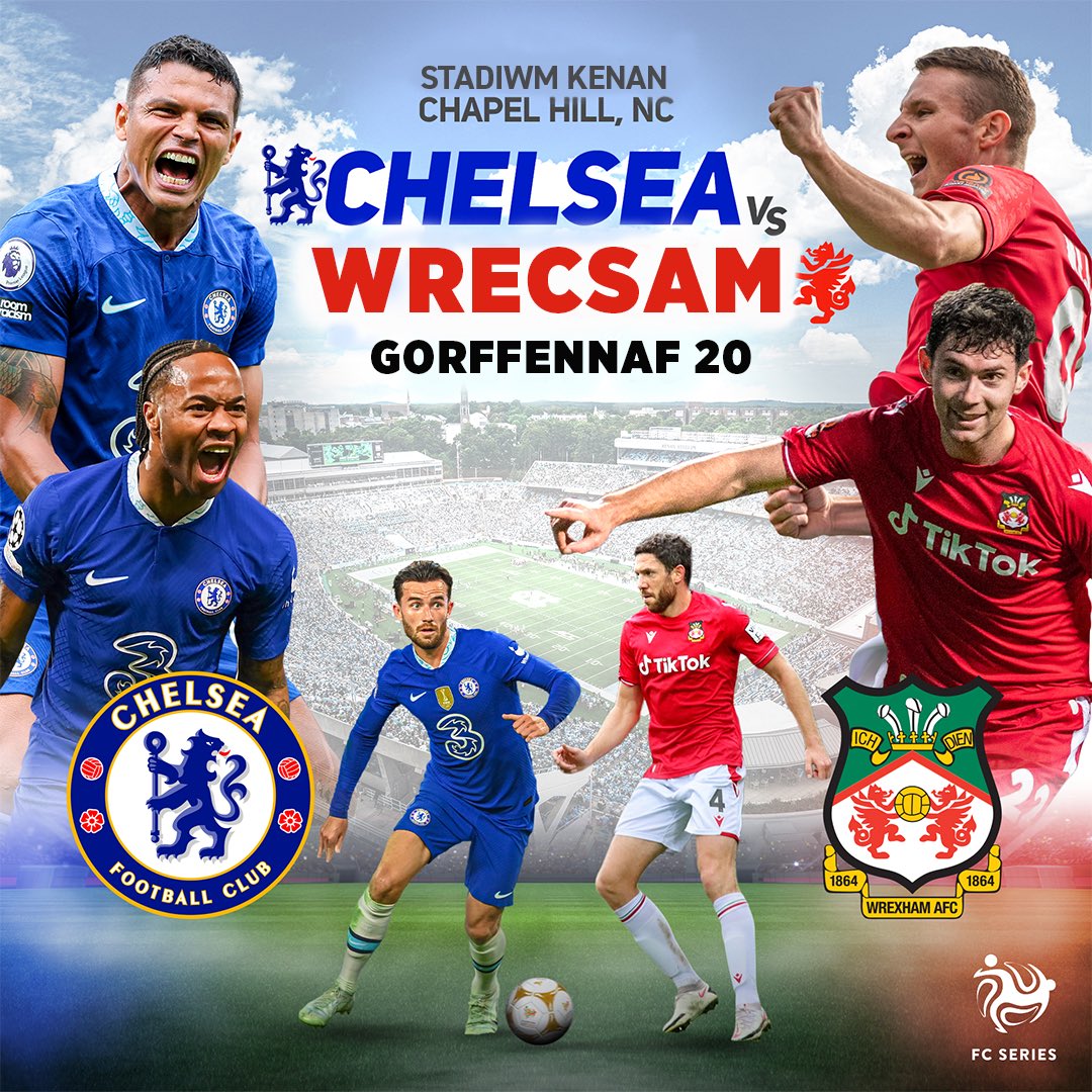 Sgorio ⚽️ (@sgorio) on Twitter photo Cyhoeddiad gêm byw ar Sgorio! ⚽️
Gêm gyfeillgar o Ogledd Carolina 🤝🇺🇸
<a href="/ChelseaFC/">Chelsea FC</a> v <a href="/Wrexham_AFC/">Wrexham AFC</a> yn fyw arlein bore Iau gyda’r gic gyntaf am 01:00 💻📱
#WxmUSTour | <a href="/S4Cchwaraeon/">S4C Chwaraeon 🏴</a> Cyhoeddiad gêm byw ar Sgorio! ⚽️
Gêm gyfeillgar o Ogledd Carolina 🤝🇺🇸
<a href="/ChelseaFC/">Chelsea FC</a> v <a href="/Wrexham_AFC/">Wrexham AFC</a> yn fyw arlein bore Iau gyda’r gic gyntaf am 01:00 💻📱
#WxmUSTour | <a href="/S4Cchwaraeon/">S4C Chwaraeon 🏴</a>