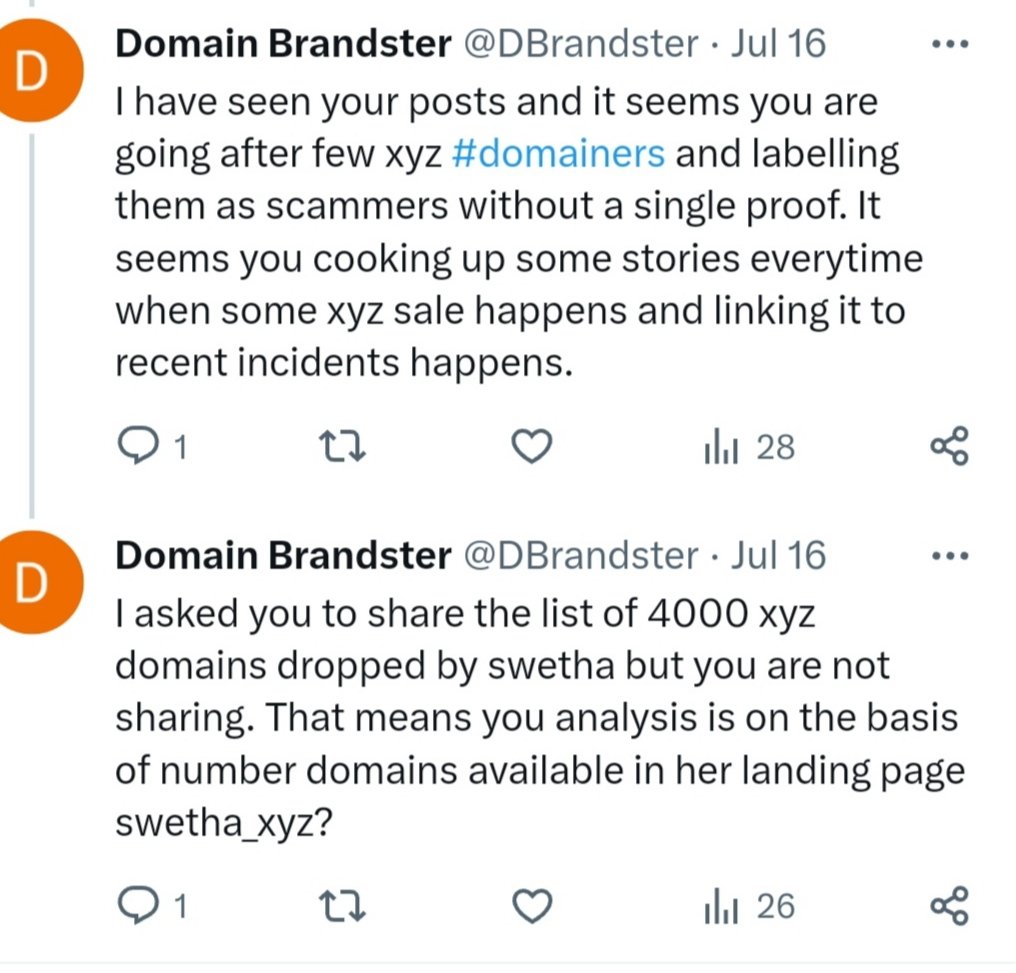 JackDomainer is a true liar. He blocked me when I asked 2 simple questions. So you decide what is his credibility? 

#Domains #domainnames