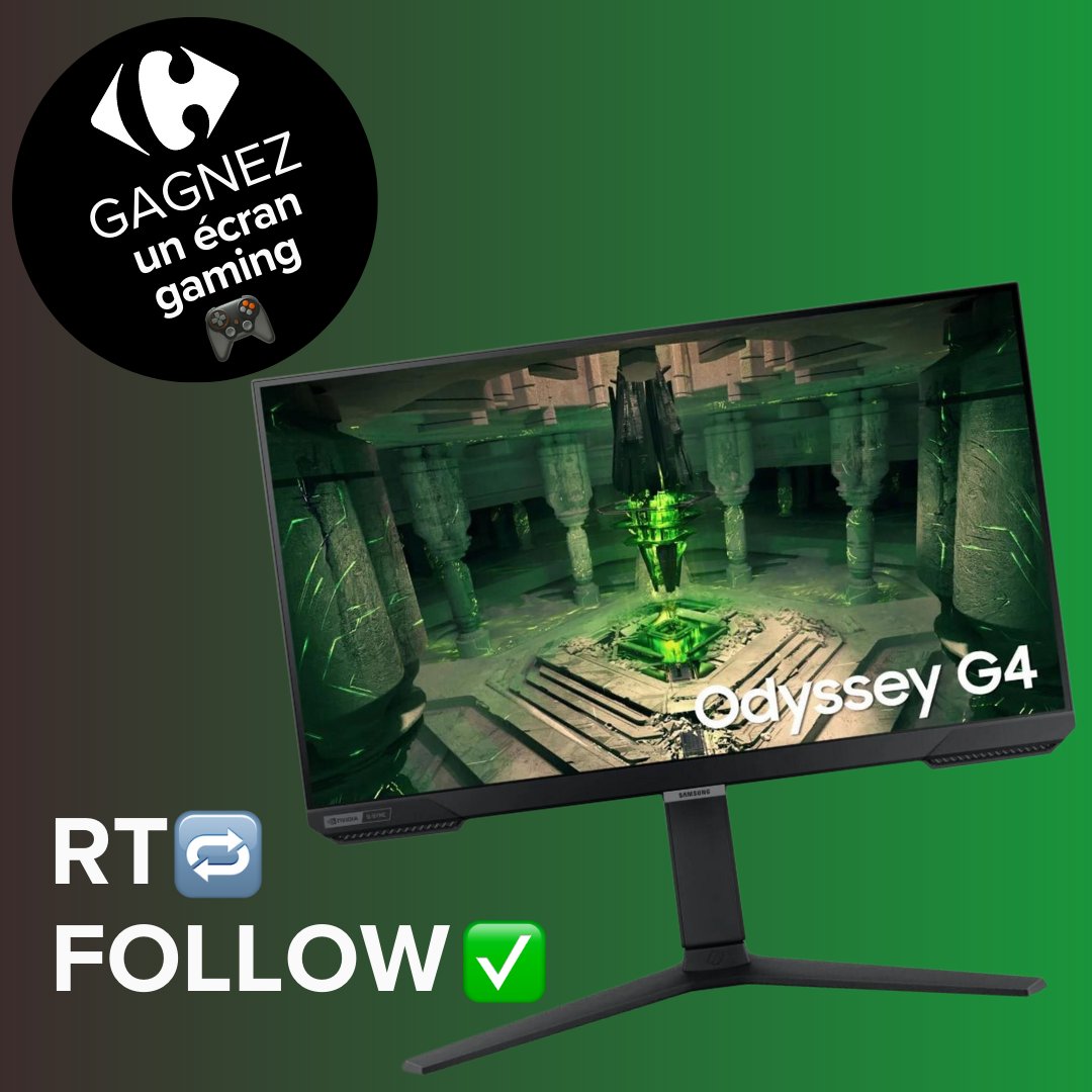 CarrefourFrance's tweet image. [JEU CONCOURS] On vous équipe pour vos soirées jeux 🎮➡️ On vous fait gagner 1 écran gaming Odyssey G4 ! 

Pour participer ➡️ RT + FOLLOW

TAS le 28/07🍀