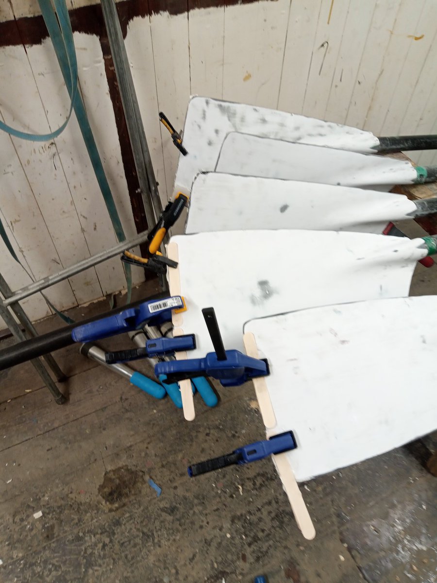 All rubbed back to primer and repairs clamped up. These have a wedding to go to.