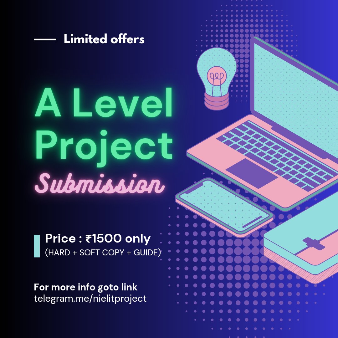 alevelproject1's tweet photo. A Level Project Submission by Guider βΉ1500 with π― guaranteed #ALevelProject #NielitProject #ALevelMajorProject #ALevelProjectSubmission #NielitALevelProject #ALevelProjectBuy #ALevelProjectSubmit #ALevelProjectatLowCost #ALevelProjectViva #alevelprojectwork #ALevelProjectIdeas https://t.co/8FzUxR9bkB