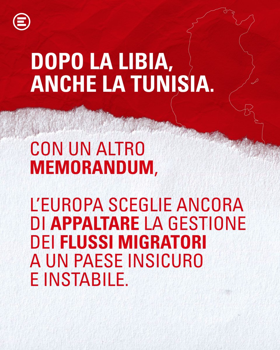 emergency_ong's tweet photo. Un altro #Memorandum stipulato sulla pelle delle persone. Il copione applicato in #Libia è destinato a ripetersi: anziché gestire #migrazione in modo strutturale e umano, #Europa sceglie ancora di appaltare gestione dei flussi migratori a un Paese insicuro e instabile. #Tunisia https://t.co/SIJSQXCmor