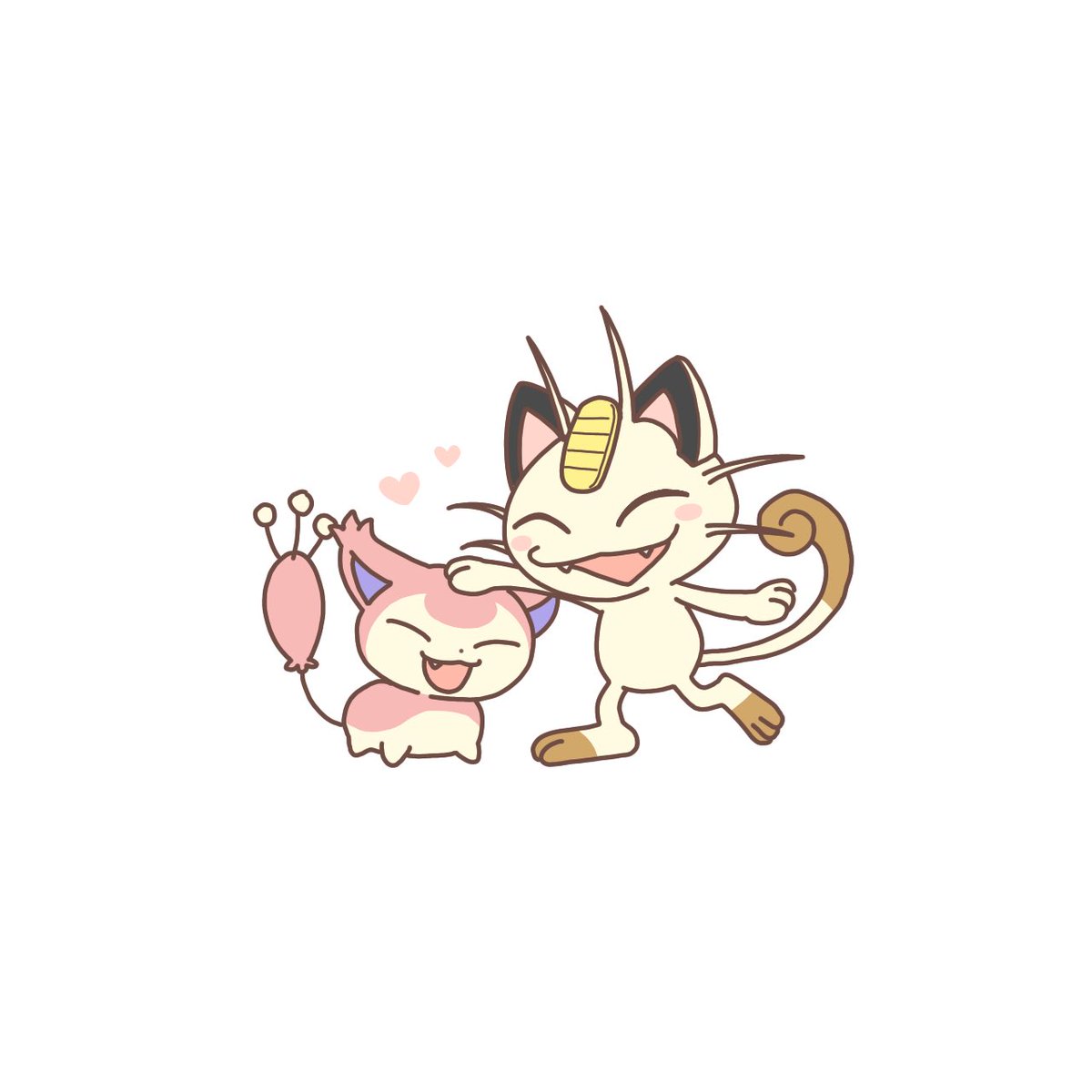 meowth pokemon (creature) fangs no humans closed eyes open mouth heart smile  illustration images