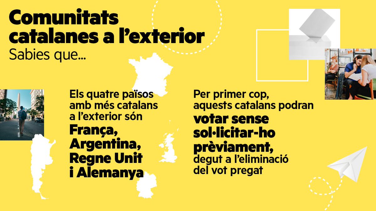 Esquerra_INT's tweet photo. 🌎🗳️ Després d’anys de lluita de la comunitat catalana a l’exterior, en aquestes eleccions generals per fi s’ha eliminat el vot pregat! #23J

🤔 Algunes dades que potser no coneixies... https://t.co/qN4ATYhjDr