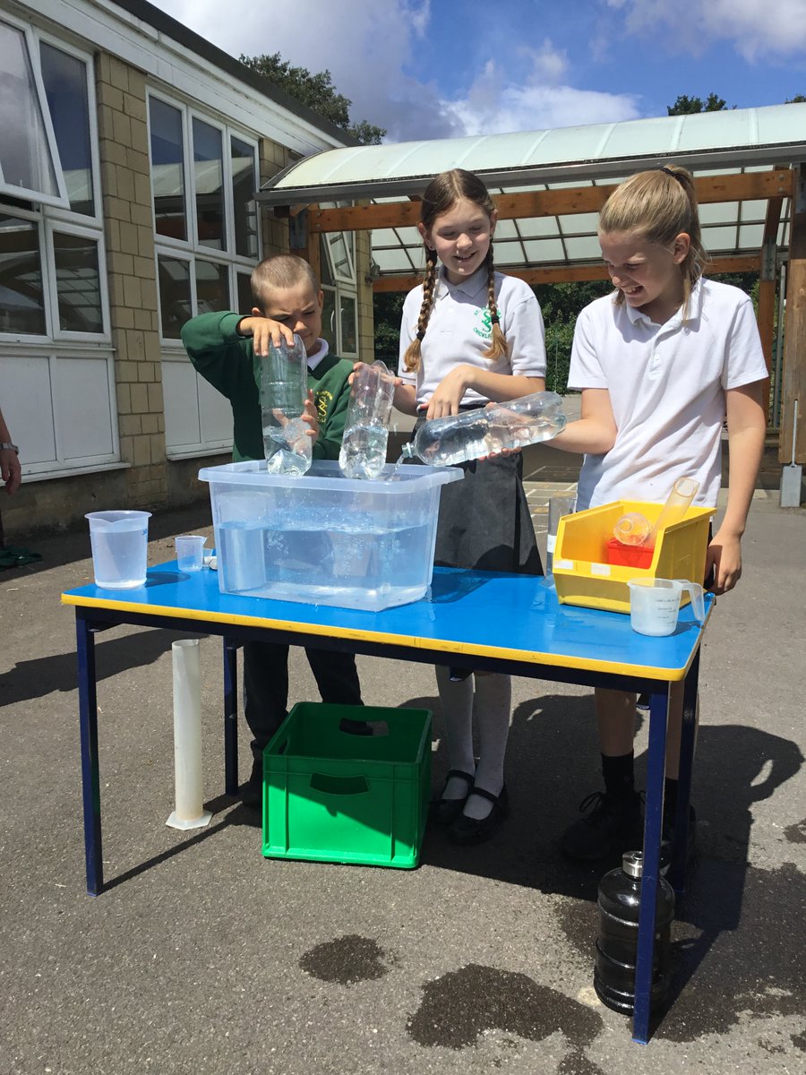 Year five have been testing out their estimating volume and capacity skills today with many, many litres of water. How many litres do you think there were in each container? #ks2maths