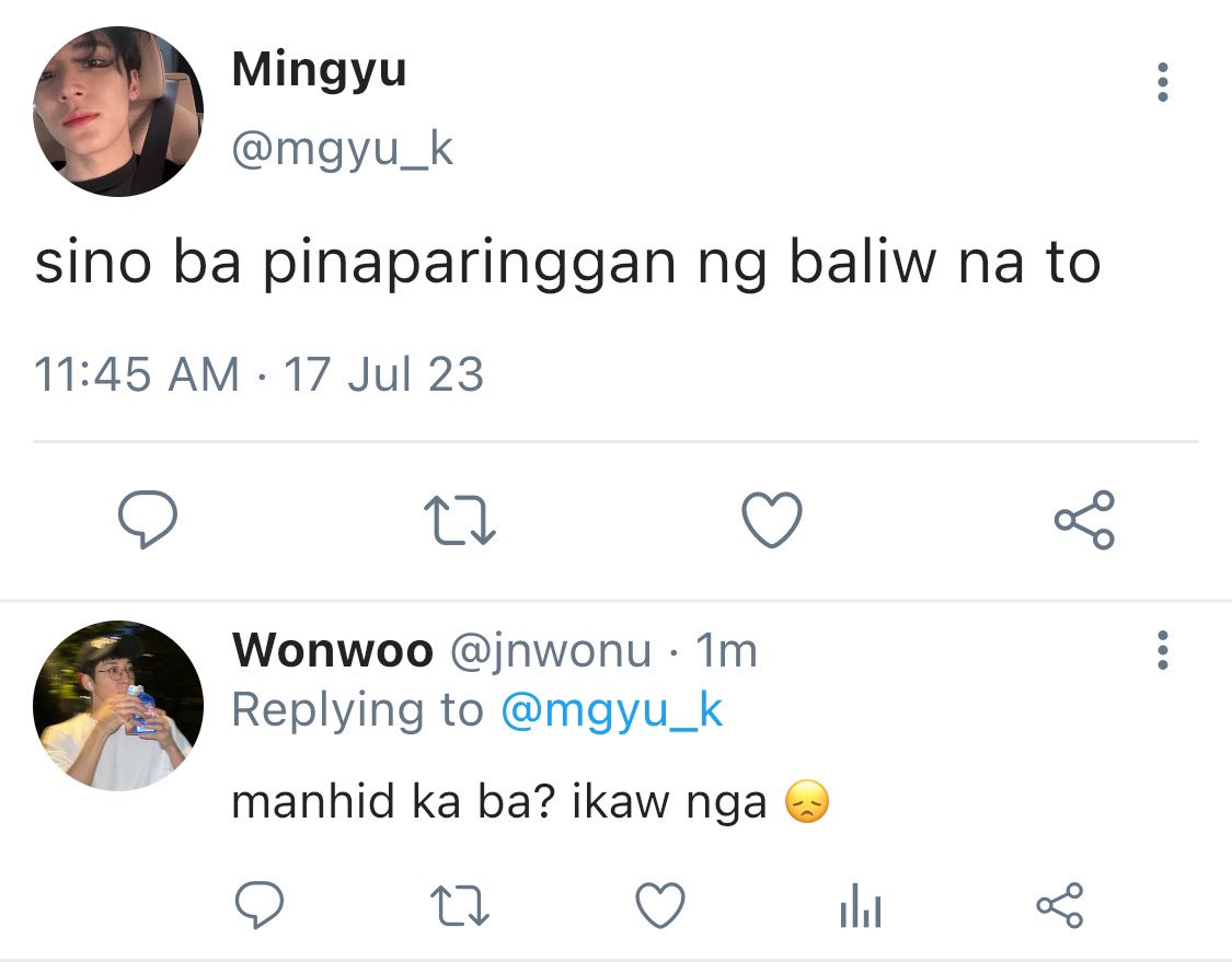__aizsha's tweet photo. Parinig
— a minwon few tweets filo au wherein nagpaparinig nang nagpaparinig si Wonwoo sa crush niyang si Mingyu pero… https://t.co/3u4ihUteIk
