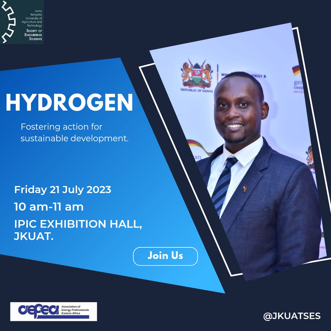 aep_ea's tweet photo. Join us for the Hydrogen talk at JKUAT on 21st July from 10 am to 11 am. https://t.co/JTRbmUBoIJ