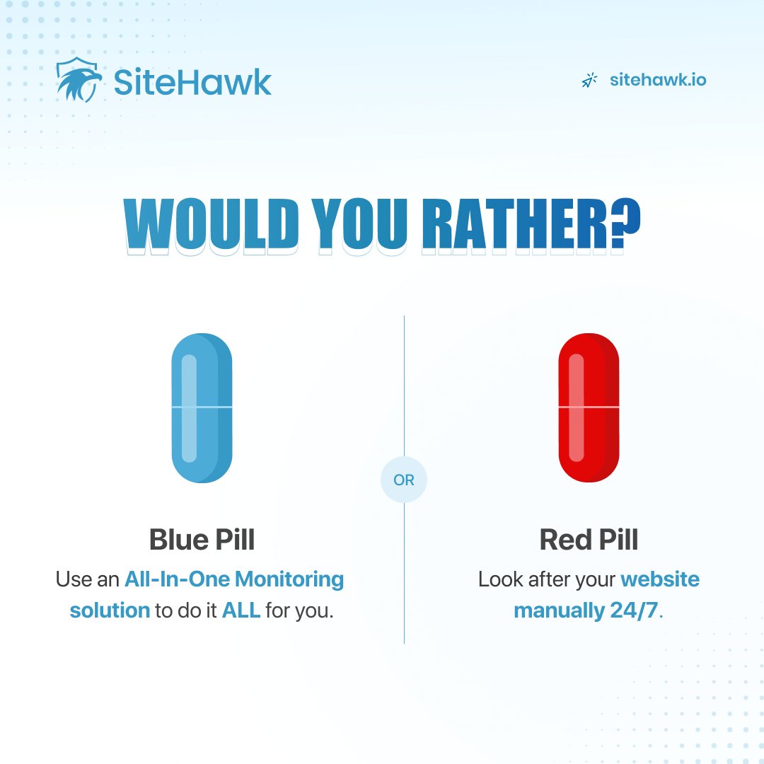 sitehawk_io's tweet photo. Make the right choice with #SiteHawk! 🚀

We monitor and inform you of all your website’s needs while you focus on more important tasks. 😊 https://t.co/WJpVvGg6MA