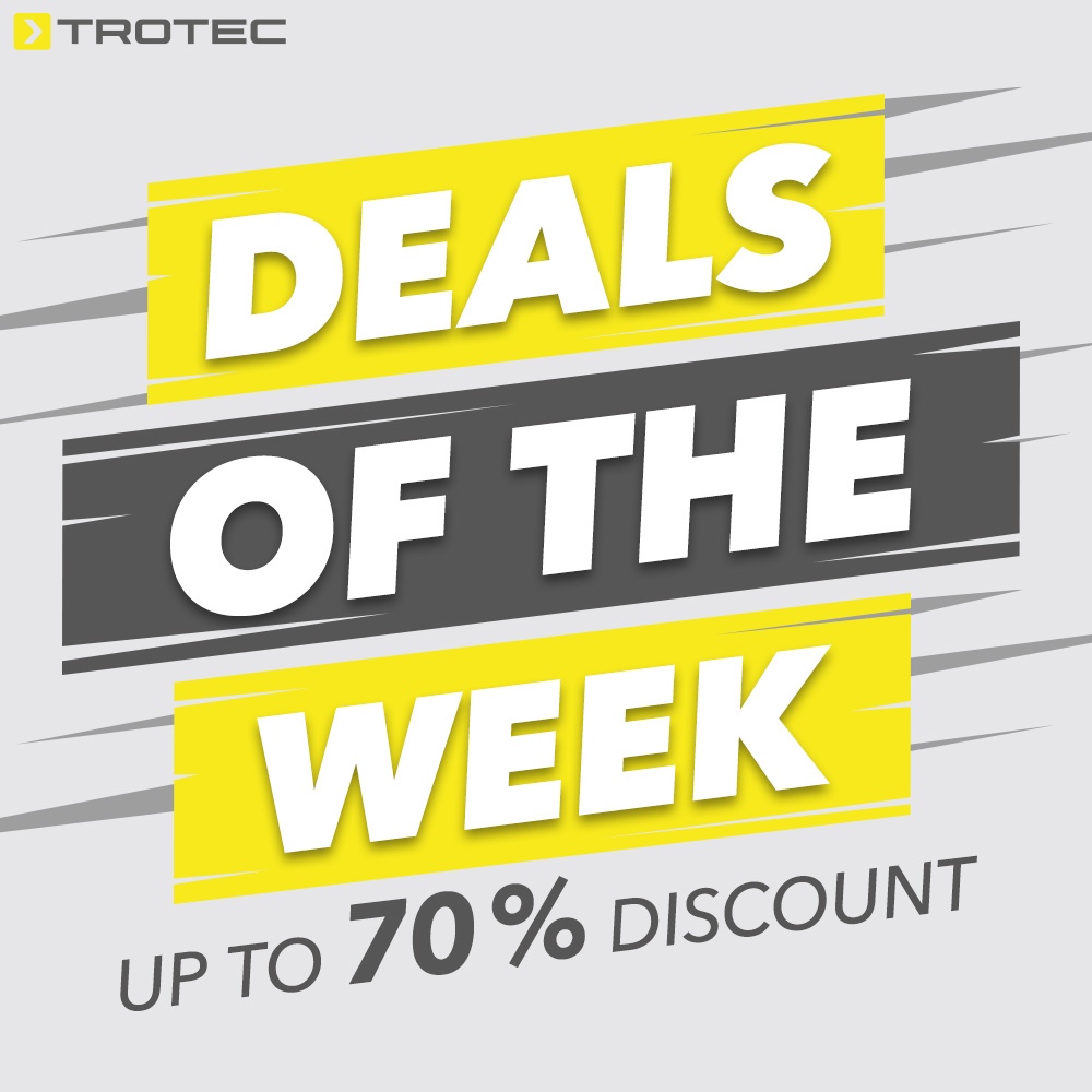 👉 The new DEALS OF THE WEEK are now available ONLINE and in the STORE in Heinsberg. Only for a short time - save quickly and save! 😎 trotec-blog.com/en/trotec/deal…