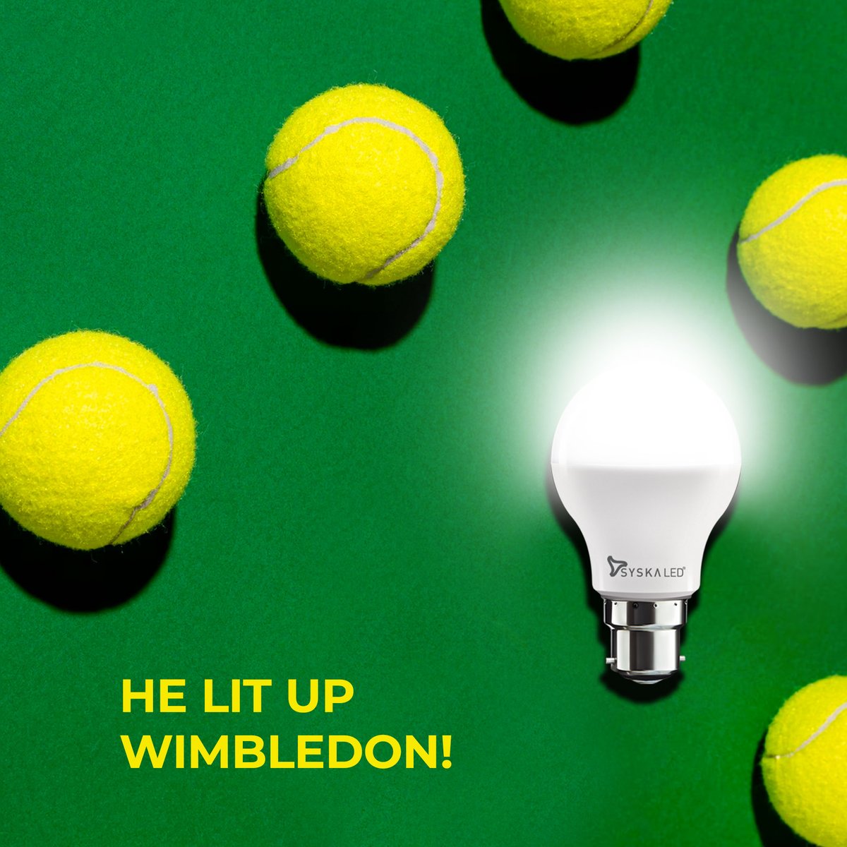 SyskaWorld's tweet photo. Like our Wimbledon champion, we never give up. Our lights go on and on and on.

#Syska #SyskaLED #SyskaWorld https://t.co/ndI1OLivkV