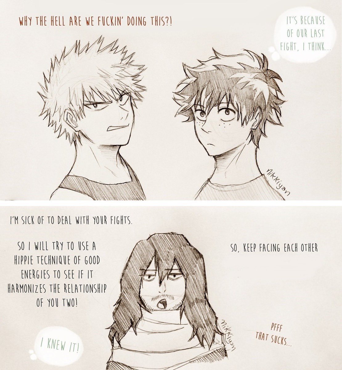 nikkiyan_arts's tweet photo. Aizawa's method of discipline (PART 1) #bkdk #oldfanart https://t.co/mZpY96oeIr