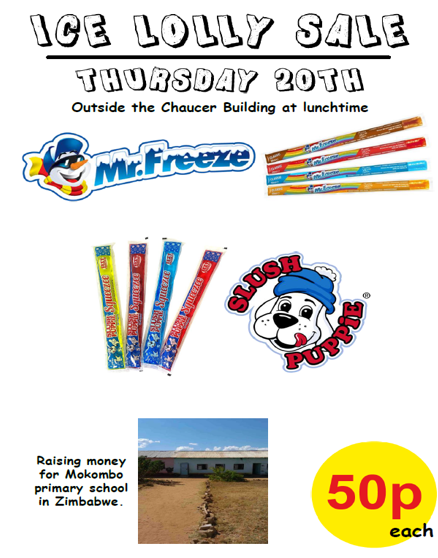 Our newly appointed @MoulshamHigh @MHS6thForm #charityprefects Oscar & Ruby, are hosting their first charity fundraising event! Join them for ice lollies at lunchtime on Thursday 20th July outside Chaucer Building. They are raising funds for Mokombo Primary School in Zimbabwe!