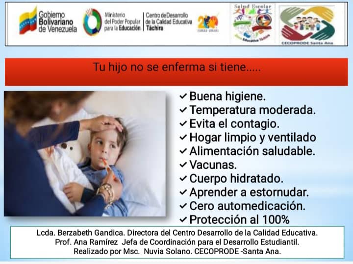 Tips para evitar que tu hijo enferme
@MPPEDUCACION
@ZonaEducTachira
<a href="/NicolasMaduro/">Nicolás Maduro</a>
<a href="/yelitzePSUV_/">Yelitze Santaella</a>
<a href="/berzabethg1/">Berzabethgandicaoficial</a>
<a href="/COMUNIDADESED15/">DIV. COMUNIDADES EDUCATIVAS TÁCHIRA</a>
@SPETachira
<a href="/saludescolar2/">Salud Escolar</a>
<a href="/cordobaENGH/">CordobaGarciadeHeviaEcuela</a>
<a href="/Yasuy80/">CEI DR FCO GARCIA H.</a>
<a href="/uensimonbolivar/">U.E.N.SIMONBOLIVAR - Córdoba.</a>
<a href="/Especial13142/">Especial Córdoba</a>
<a href="/donromulogalle1/">Donromulogallegos</a>
<a href="/lavictoria2015/">Nueva Morelia</a>