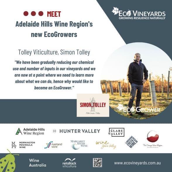 [SA EcoGrowers] We are delighted to introduce the new Adelaide Hills EcoGrowers: 🍇 Howard Vineyard, Nathan Forman 🍇 @LongviewWines, Chris Mein 🍇 Tolley Viticulture, Simon Tolley Meet the new EcoGrowers 2023-2025 ecovineyards.com.au/national-ecogr… @wine_australia @adelhillswine @wgcsa_