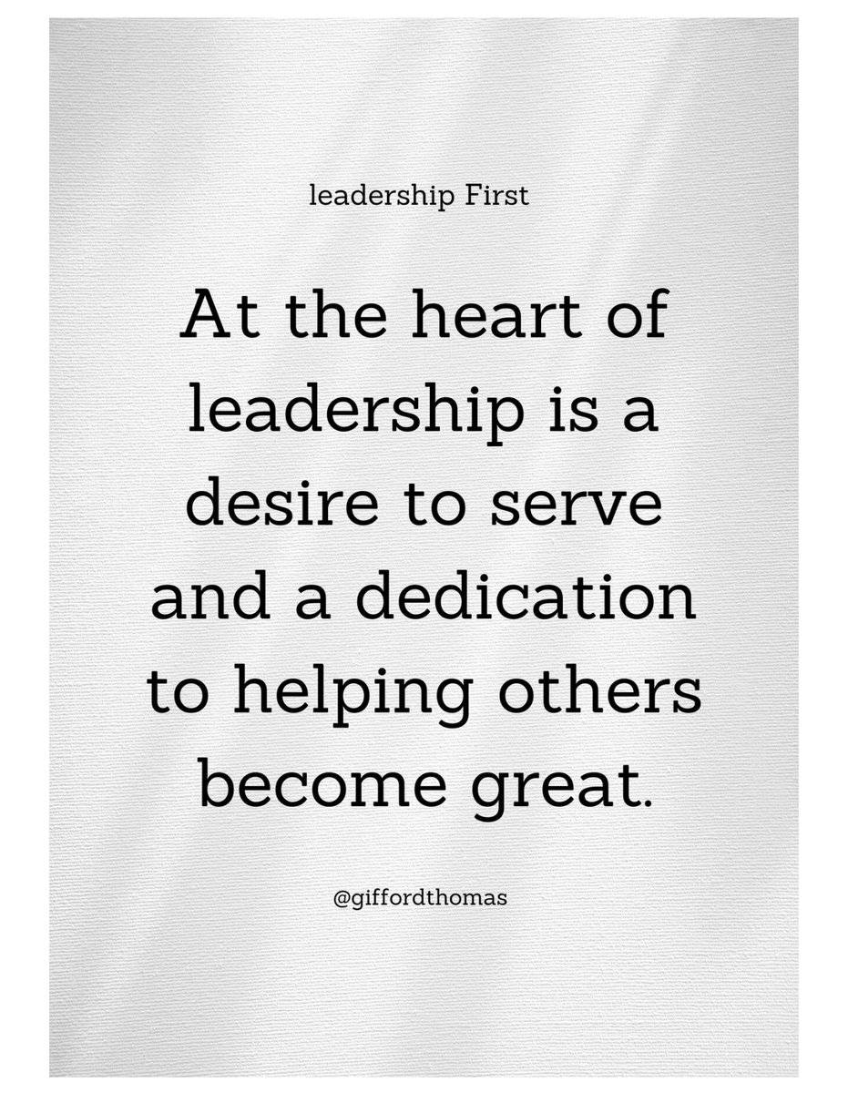 This really resonates.  ‘If serving is below you, leadership is beyond you. You must be willing to place the needs of others above your own’... <a href="/GiffordT/">Leadership First</a>