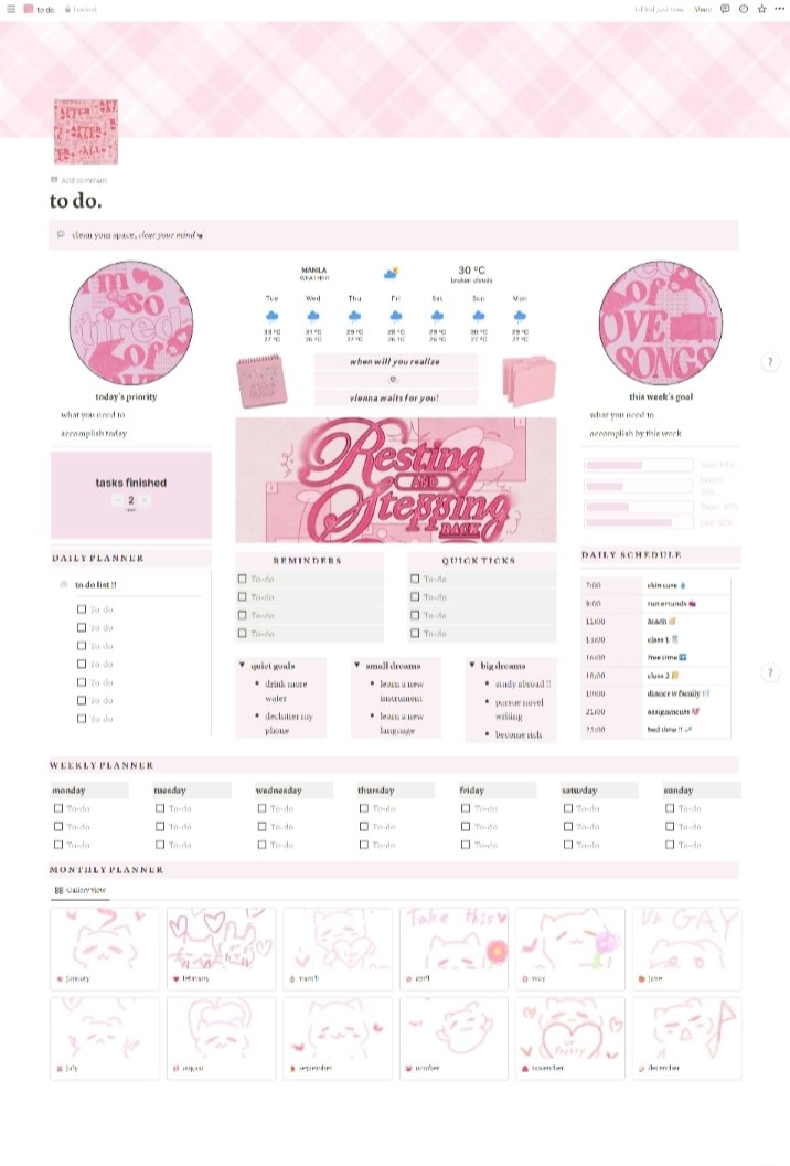 jeasworkspace's tweet image. hey #notiontwt #studytwt!

soft pink-themed planner template now available for FREE in my ko-fi!

it’s a notion page dedicated specifically to keep track of your goals, tasks, and plans for the next day, week, and month! 📆

tips are highly appreciated 🥰
ko-fi.com/s/e971ec1774