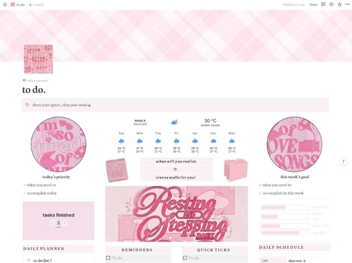 jeasworkspace's tweet image. hey #notiontwt #studytwt!

soft pink-themed planner template now available for FREE in my ko-fi!

it’s a notion page dedicated specifically to keep track of your goals, tasks, and plans for the next day, week, and month! 📆

tips are highly appreciated 🥰
ko-fi.com/s/e971ec1774