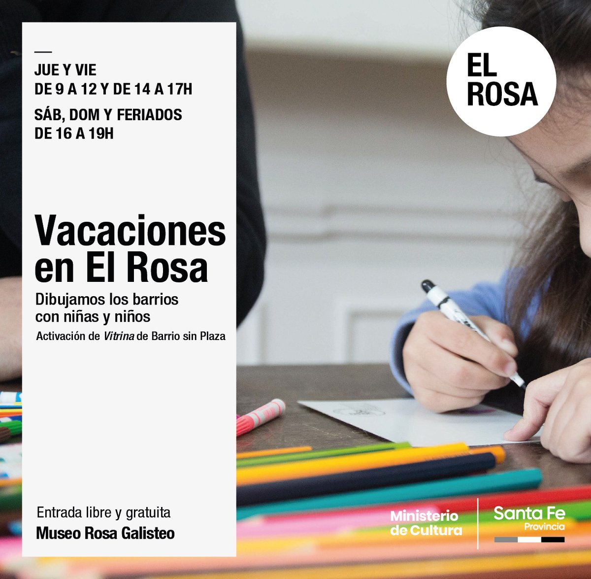 MuseosSantaFe's tweet photo. ✨¡Vacaciones en El Rosa! :: Abierto de jue a dom
 🔁Recorridos colectivos por las muestras en exhibición
🖍️Dibujamos los barrios con niñas y niños. Activación de "Vitrina" de Barrio sin Plaza 
 🎟️Entrada libre y gratuita
Museo Rosa Galisteo | @CulturadSantaFe https://t.co/evEV0oRFhs