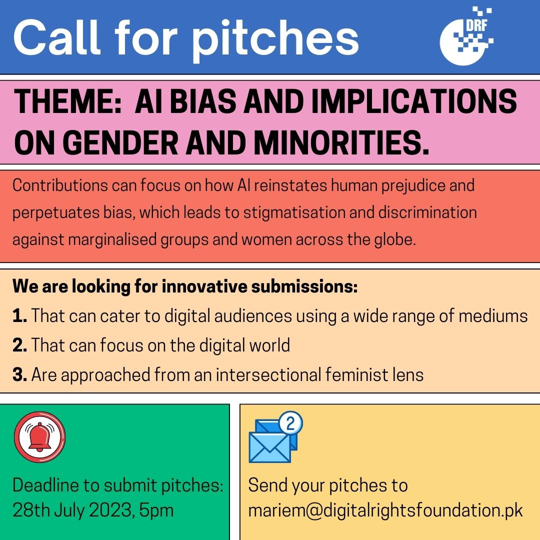 Call for pitches for Digital 50.50! Theme: AI Bias & Implications on Gender & Minorities We are looking for innovative submissions for Digital 50.50 addressing human prejudices translating into AI and algorithms which impacts marginalized groups. Deadline: 28th July 2023