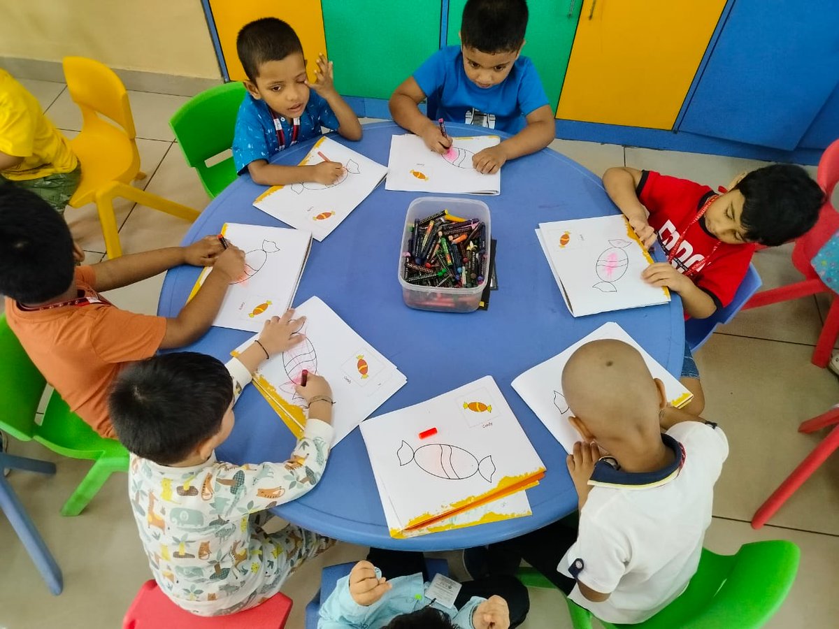 SAI_Edu_In's tweet photo. Playgroup kids had a joyous "c" exploration, hopping on pictures, coloring candies, tracing the alphabet "c," and recognizing flash card images.
#LetterC #OESISGlobalNetwork #SEL #FineMotorSkills #InterIntraSkills #LinguisticSkills #VisualSkills https://t.co/8IDdjmU6wx
