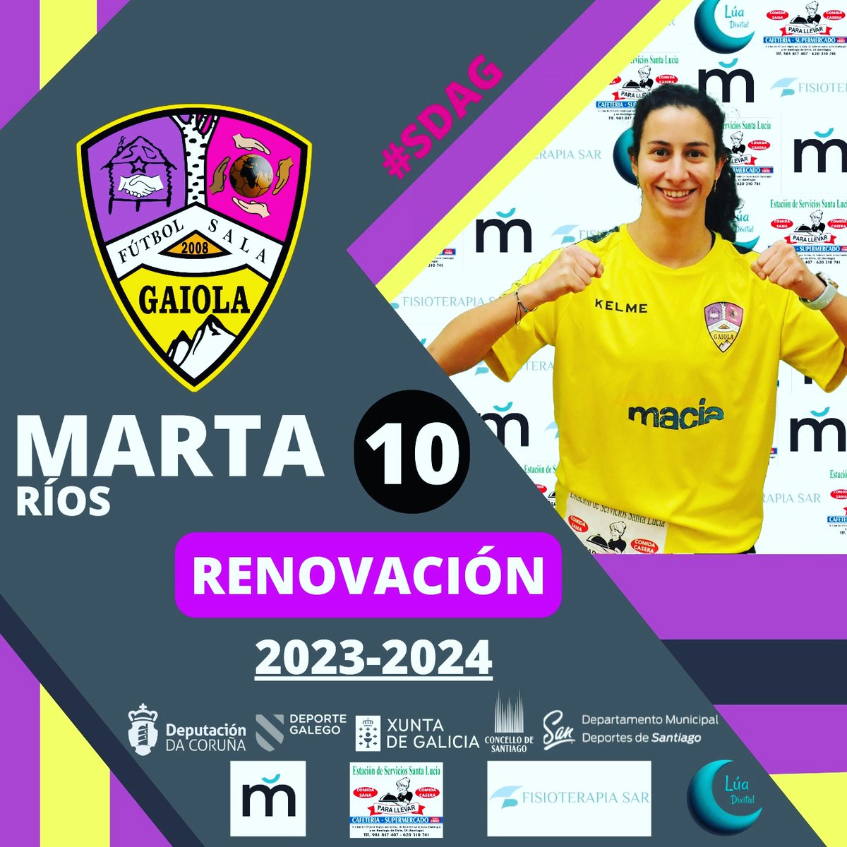sdAGaiola's tweet photo. 10ª temporada completada y a por la 11ª!
Sentimiento de pertenencia.
Marta renueva un año más 💛
#SDAG #FútbolSalaFemenino #FutsalFemenino #futsal #santiagodecompostela https://t.co/GeyQFSVA23