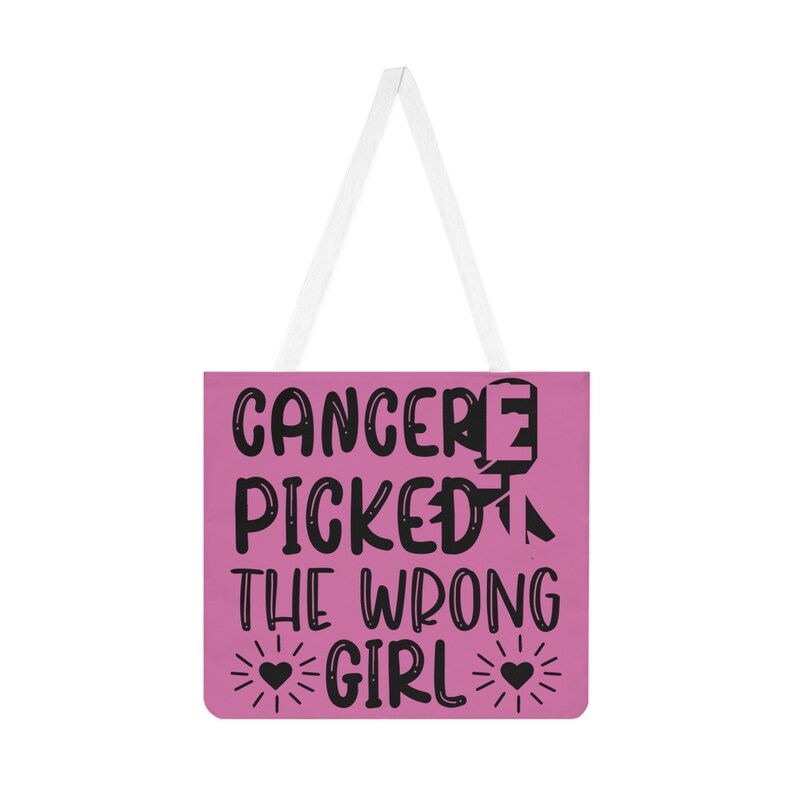 Cancer picked on the Wrong girl tote bag /Cancer ribbon an the reverse side colour pink tinyurl.com/bdd2eskr #totebags #totebag #cancerawareness #etsyshop #etsyukseller #EtsyHandmade #breastcancerawareness #breastcancer  #breastcancersurvivor  #healing #etsy