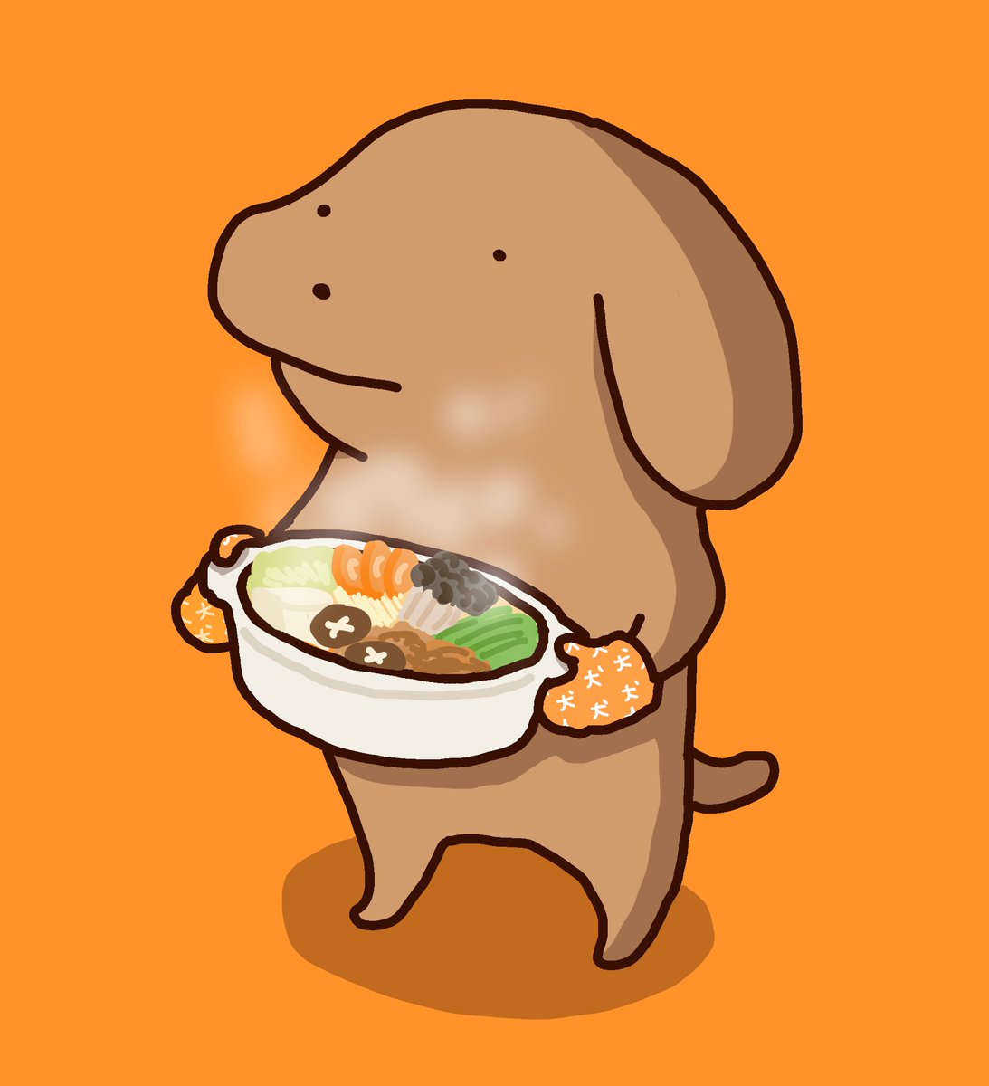 orange background no humans food steam bowl holding simple background  illustration images