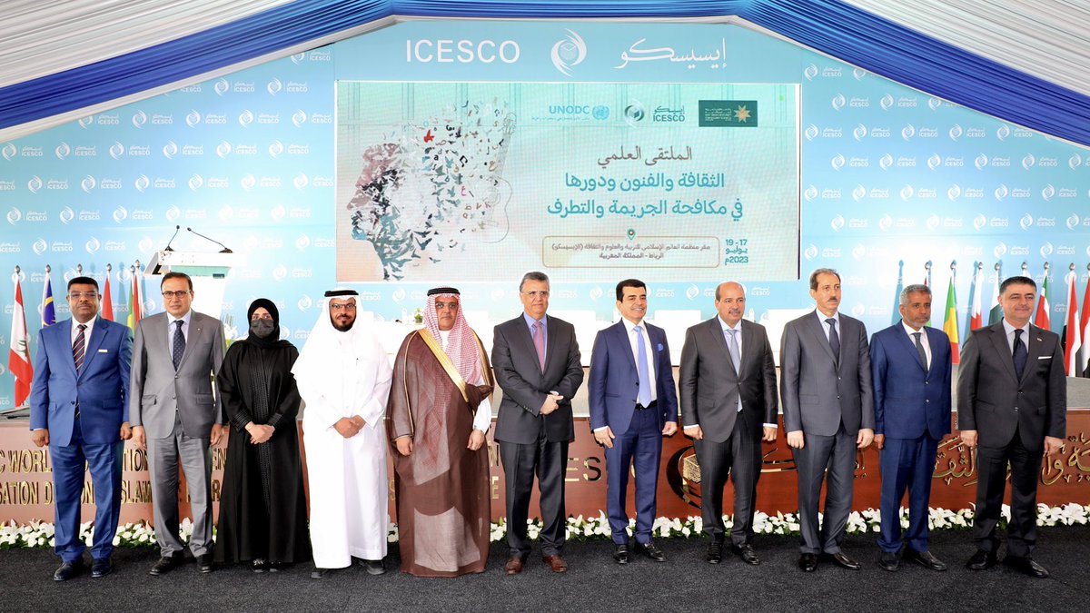 NAUSS_SA's tweet photo. بحضور وزير العدل المغربي عبد اللطيف وهبي، وبمشاركة خبراء من الدول العربية والمنظمات الدولية ذات العلاقة، انطلاق أعمال ملتقى "الثقافة والفنون ودورهما في مكافحة الجريمة والتطرف" الذي تنظمه #جامعة_نايف_العربية في العاصمة المغربية #الرباط على مدى 3 أيام بالتعاون مع #الإيسيسكو، ومكتب #الأمم_المتحدة المعني بالمخدرات والجريمة، في إطار تنفيذ الجامعة للخطةُ الإعلاميةُ العربيةُ للتوعية الأمنية والوقايةِ من الجريمة، والخطط المرحلية لبنود الإستراتيجية العربية لمكافحة الإرهاب، بهدف إبراز أهمية المحتويات الثقافية والفنية في دعم التعايش بين الأفراد والشعوب والحضارات في مكافحة #الإرهاب.