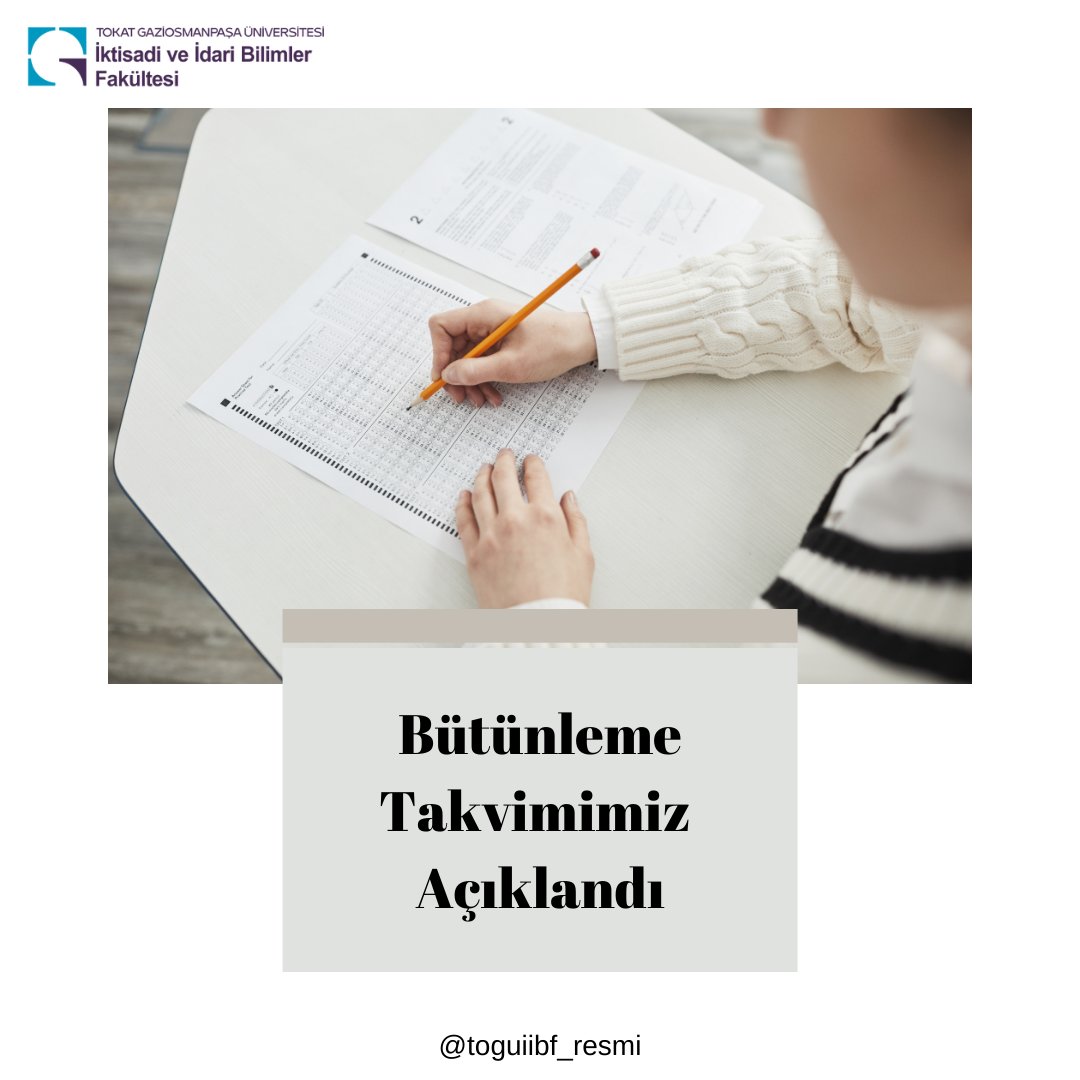 toguiibf_resmi's tweet photo. Tüm öğrencilerimize bütünleme sınavlarında başarılar dileriz!
Bütünleme sınav takvimimize ve sınavlara ilişkin detaylı bilgiye aşağıdaki link üzerinden ulaşabilirsiniz.
🔗: https://t.co/hMdsLnys09 https://t.co/IPKb4WBr6b
