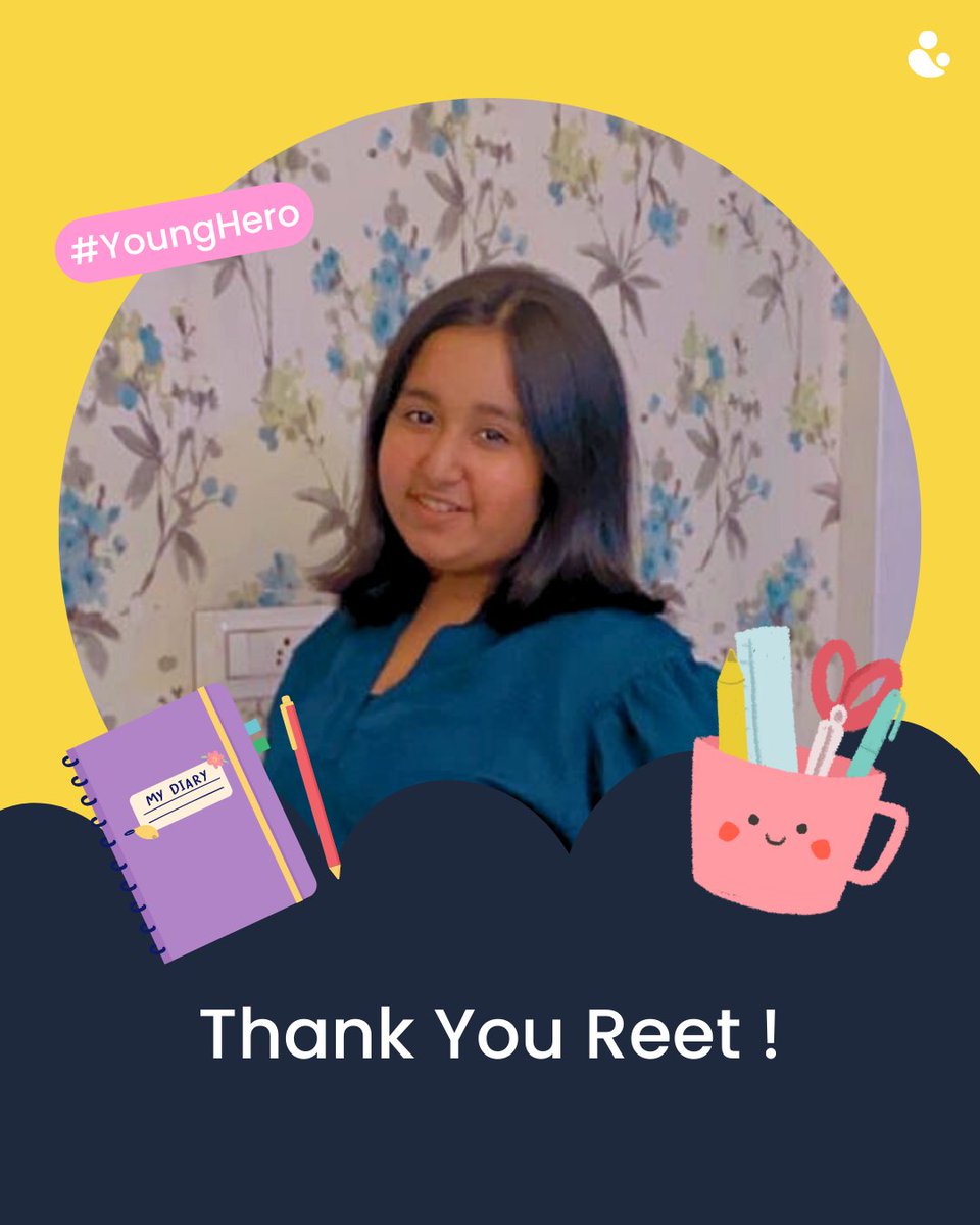 Cuddles4cancer's tweet photo. Applauding Reet Tulsyan, a dedicated 10th-grader from Modern High School Kolkata, for supporting Cuddles  with passion.🌟 Through the sale of Cuddles Stationery, Reet raised funds to aid malnourished children fighting #cancer in India.🎗️ 
#YoungHeroes #FoodHeals https://t.co/Qi02BHbojr
