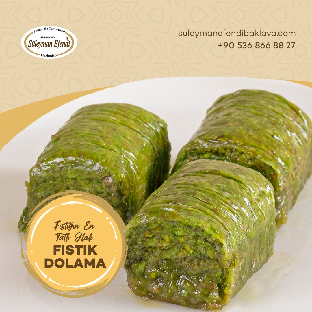 suleymanefendim's tweet photo. Geleneksel lezzetlerin en özel haliyle tanışma zamanı! Süleyman Efendi Baklava olarak gururla sunarız: Fıstık Dolama! 😍🥮

#SüleymanEfendiBaklava #FıstıkDolama #GelenekselLezzetler #TatlıDans #AnkaraMağazası https://t.co/t2YbMKTnDW
