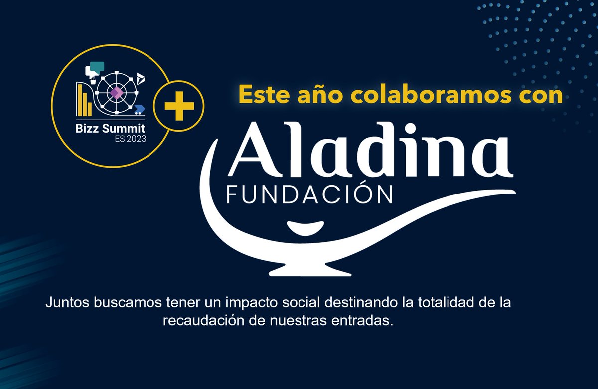 BizzSummitES (@bizzsummites) on Twitter photo Como cada edición, buscamos tener un impacto tecnológico y social en nuestra comunidad. Por ello, el 100% de lo recaudado con las entradas se destinará a <a href="/FundAladina/">Fundación Aladina</a> quienes realizan una labor increíble para sacar una sonrisa a todos los niños oncológicos👏 Como cada edición, buscamos tener un impacto tecnológico y social en nuestra comunidad. Por ello, el 100% de lo recaudado con las entradas se destinará a <a href="/FundAladina/">Fundación Aladina</a> quienes realizan una labor increíble para sacar una sonrisa a todos los niños oncológicos👏