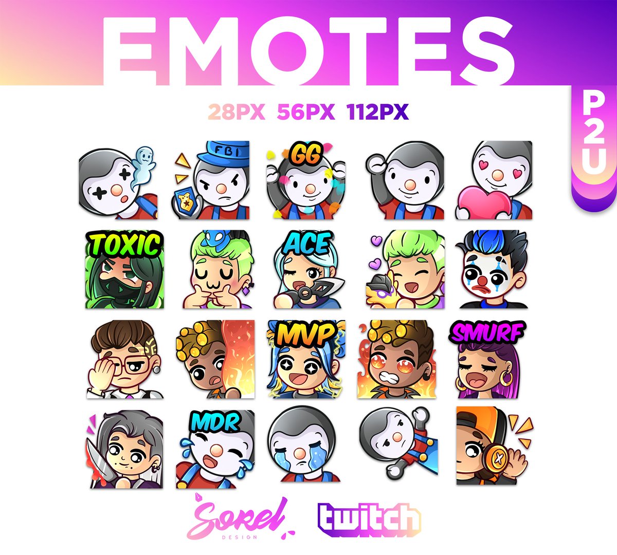 chloe_sorel's tweet photo. Je viens de finir l'enoooooooorme commande d'émote de @eltchoupiii !! 

J'espère que vous aimez, surtout Gekko et Altego !
Merci à toi !!

Besoin d'emote ? Go DM !! https://t.co/BgzdBNoDjA